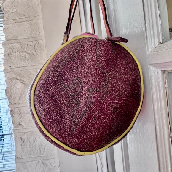 ETRO Papillon Shoulder Paisley Barrel Bag / Purse w/ Orange & Purple details EUC - Picture 8 of 13